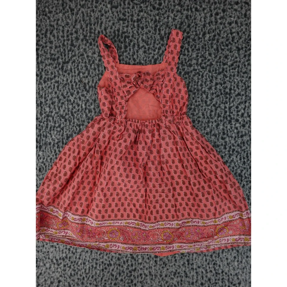 Cotton On Kids Sleeveless Dress Girls Size 6 Pink Good Paisley Cutout Bow Back